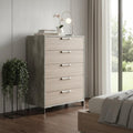 Brown Oak and Grey Solid and Manufactured Wood Five Drawer Chest - 35-inch