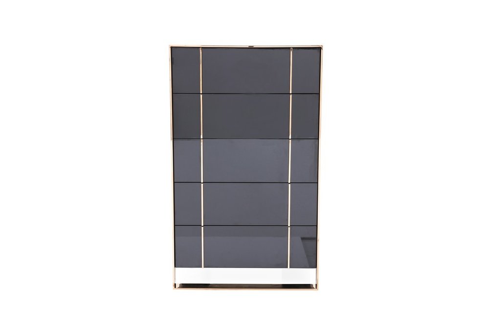Black Gold Manufactured Wood + Solid Wood Stainless Steel Five Drawer Chest