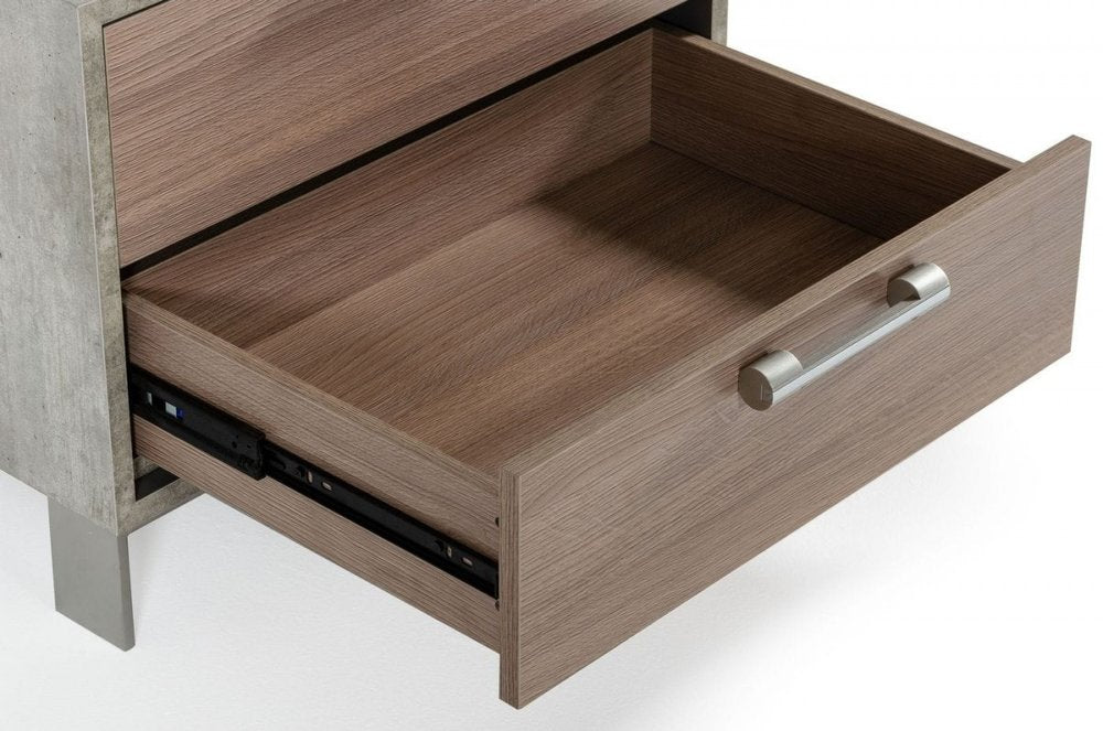 Brown and Gray Solid and Manufactured Wood Two Drawer Nightstand - 20-inch
