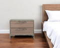 Brown and Gray Solid and Manufactured Wood Two Drawer Nightstand - 20-inch
