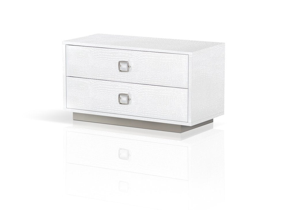 White Solid and Manufactured Wood Two Drawer Nightstand - 19-inch