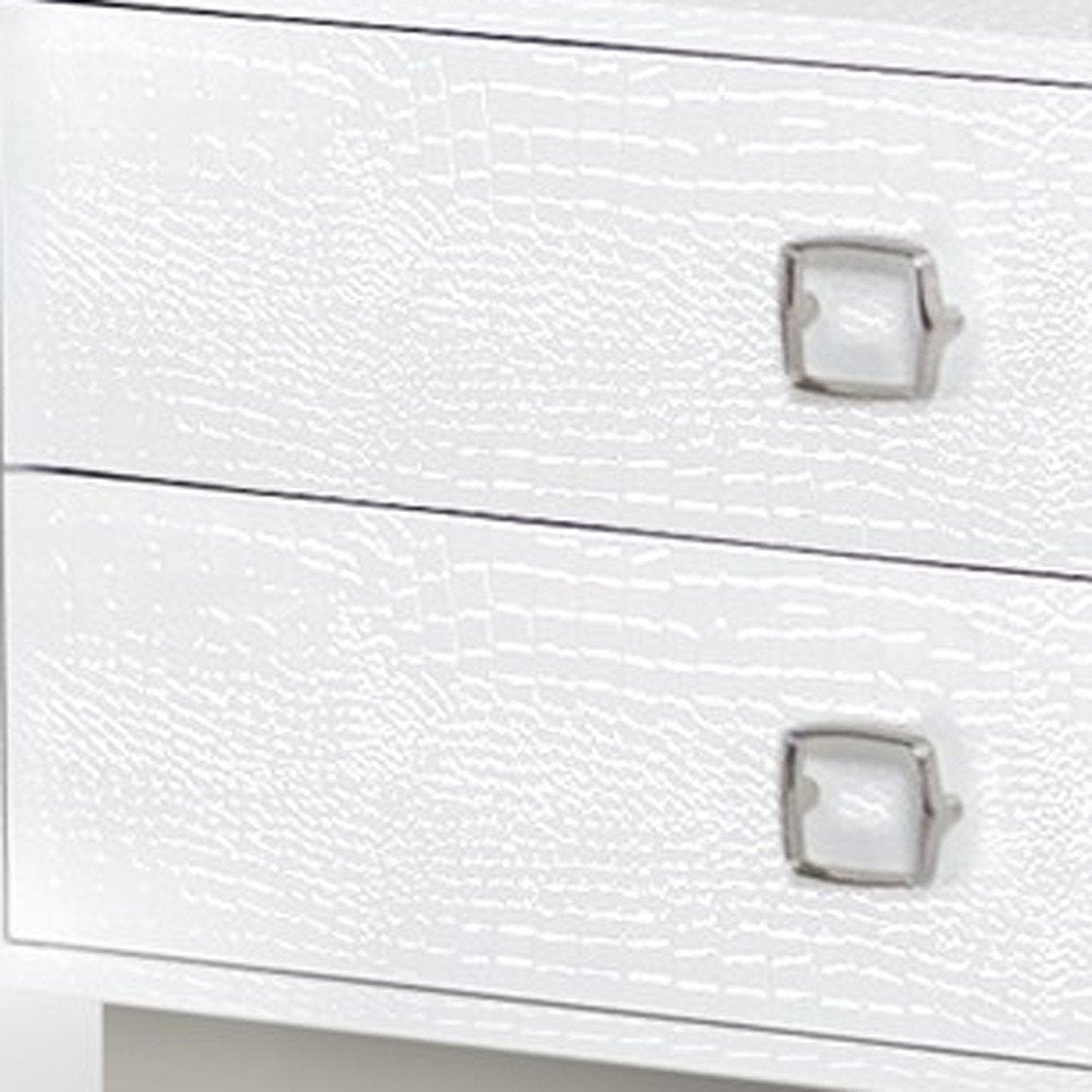 White Solid and Manufactured Wood Two Drawer Nightstand - 19-inch