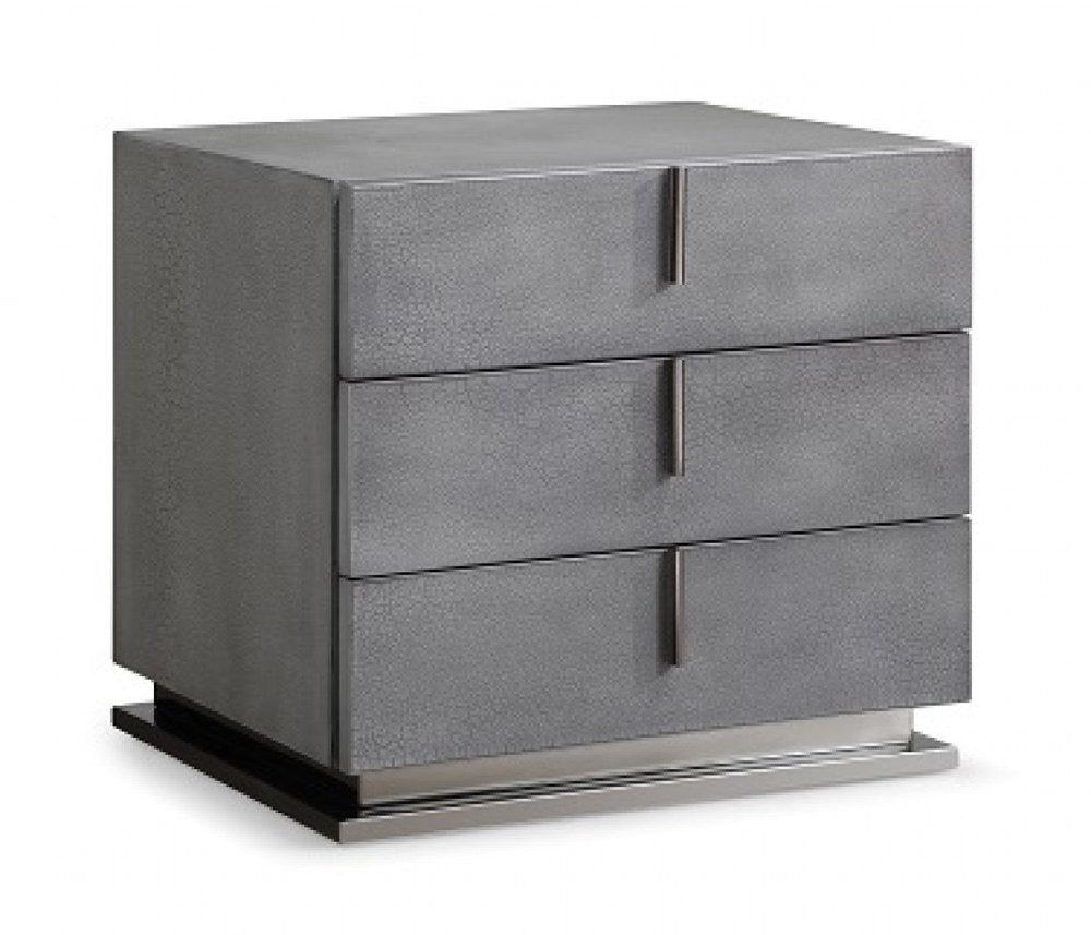 Gray Solid and Manufactured Wood Three Drawer Nightstand - 22-inch