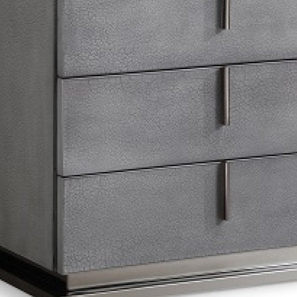 Gray Solid and Manufactured Wood Three Drawer Nightstand - 22-inch