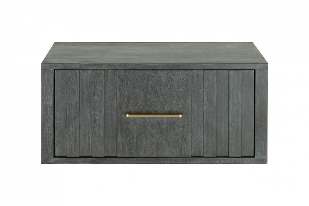 Gray Solid and Manufactured Wood One Drawer Nightstand - 12-inch