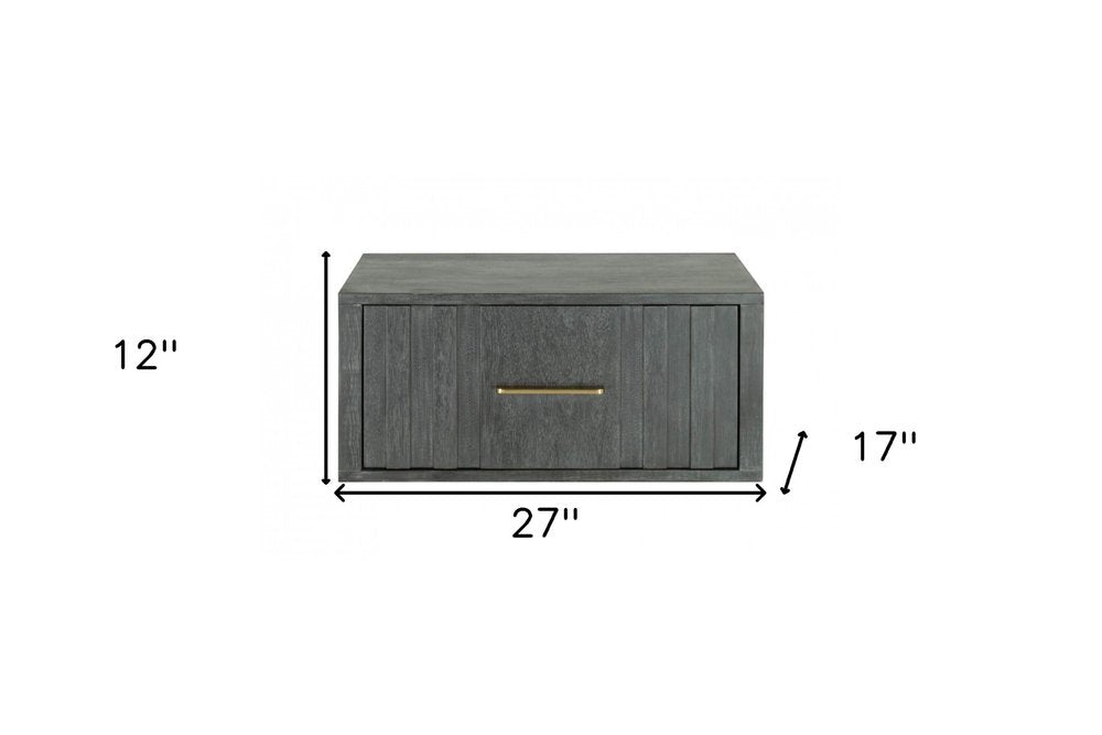 Gray Solid and Manufactured Wood One Drawer Nightstand - 12-inch
