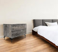 Gray Iron and Wood Two Drawer Nightstand - 21-inch
