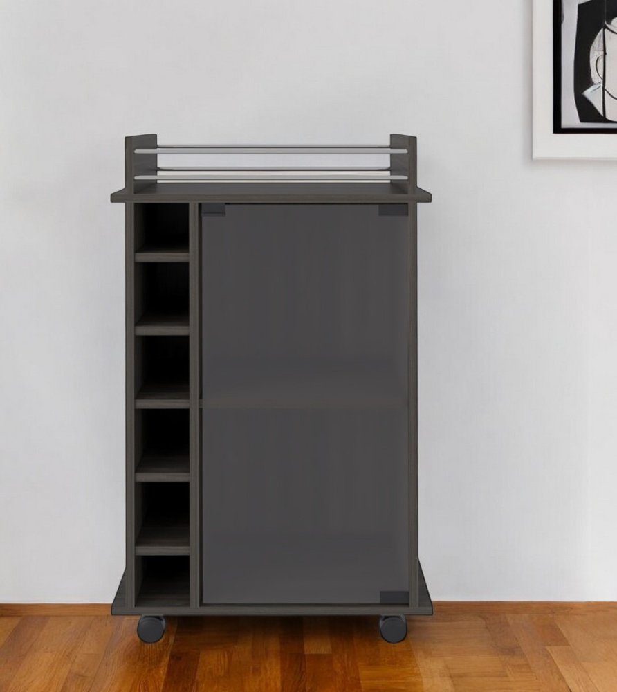 Brown and Black Open Shelving Bar Cart and Coffee Table - 22-inch