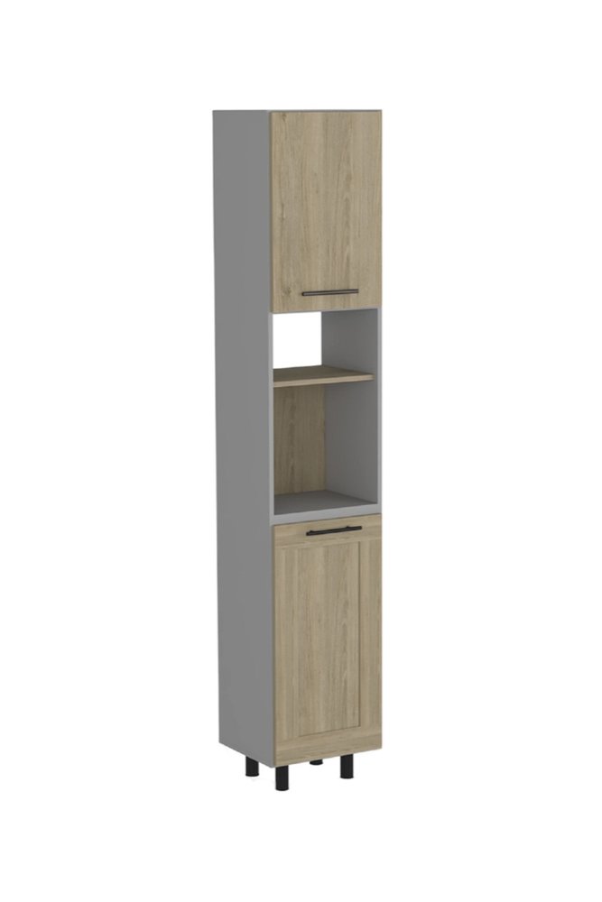 Gray and Oak Wood Pantry or Storage Closet - 82-inch