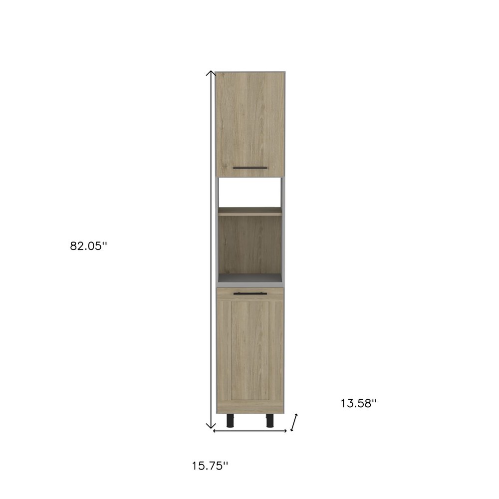 Gray and Oak Wood Pantry or Storage Closet - 82-inch