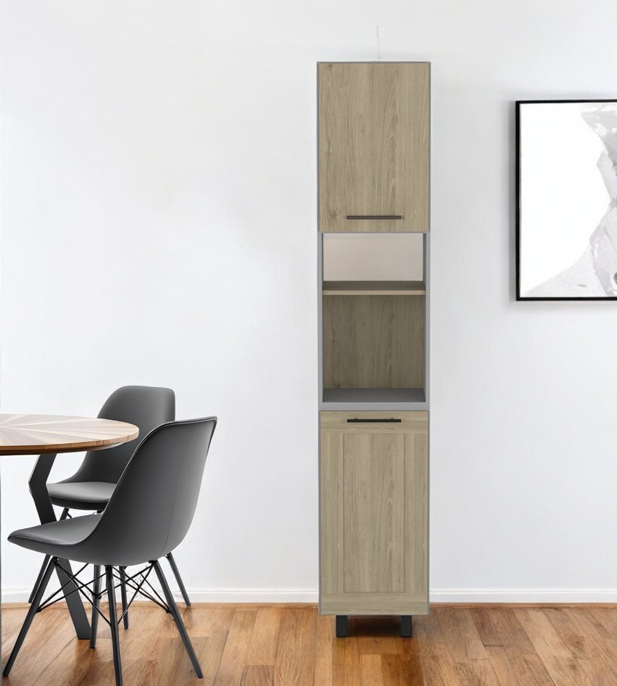 Gray and Oak Wood Pantry or Storage Closet - 82-inch