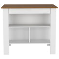 Natural and White Wood Flat Door Kitchen Island Set with Storage - 41-inch