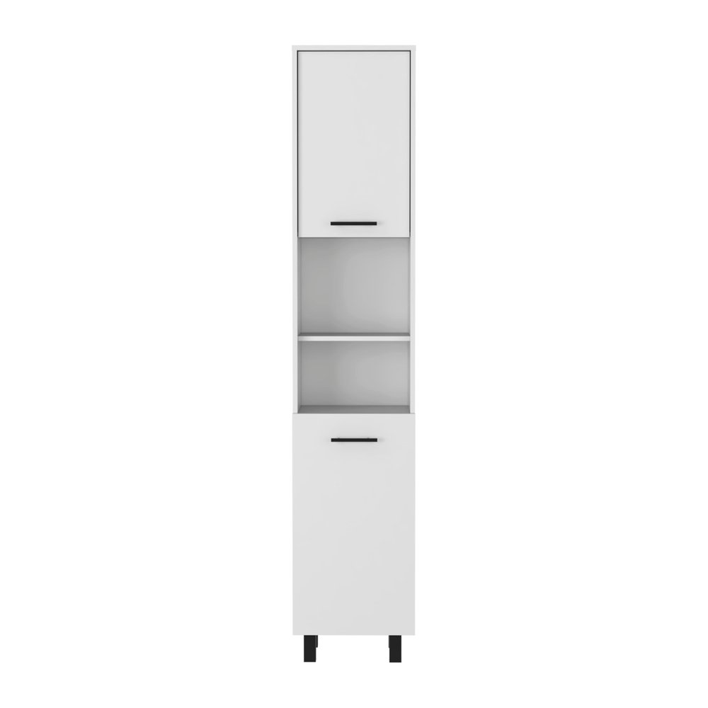 Natural and White Wood Flat Door Kitchen Island Set with Storage - 41-inch
