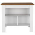 Brown and White Stainless Steel and Wood Counter and Utility Cabinet Utility Sink