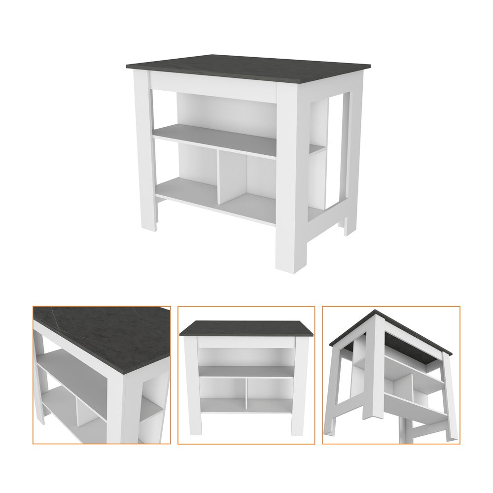 White Stainless Steel and Wood Counter and Utility Cabinet Utility Sink