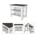 Gray White and Dark Gray Wood Flat Door Kitchen Island Set with Storage