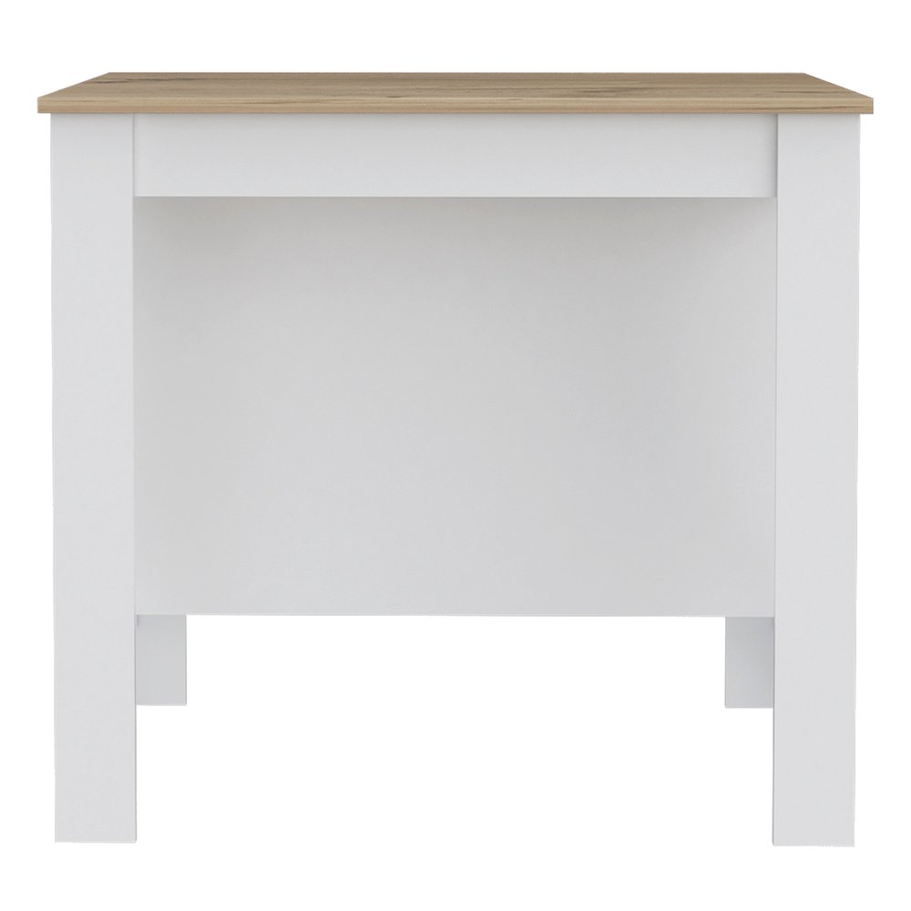Natural and White Wood Kitchen Island Set with Storage - 41-inch