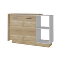 Natural and White Stainless Steel and Wood Counter and Utility Cabinet Utility Sink