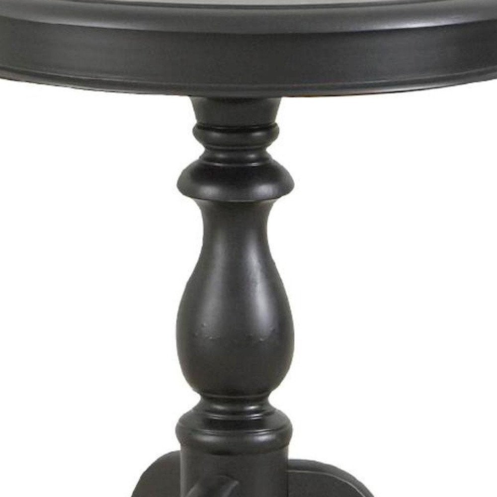 Black Manufactured Wood Round End Table - 25-inch