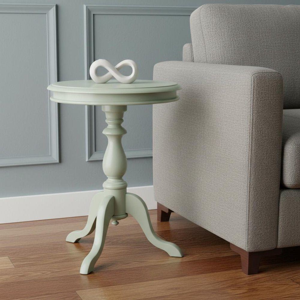 Antique Ivory Manufactured Wood Round End Table - 25-inch
