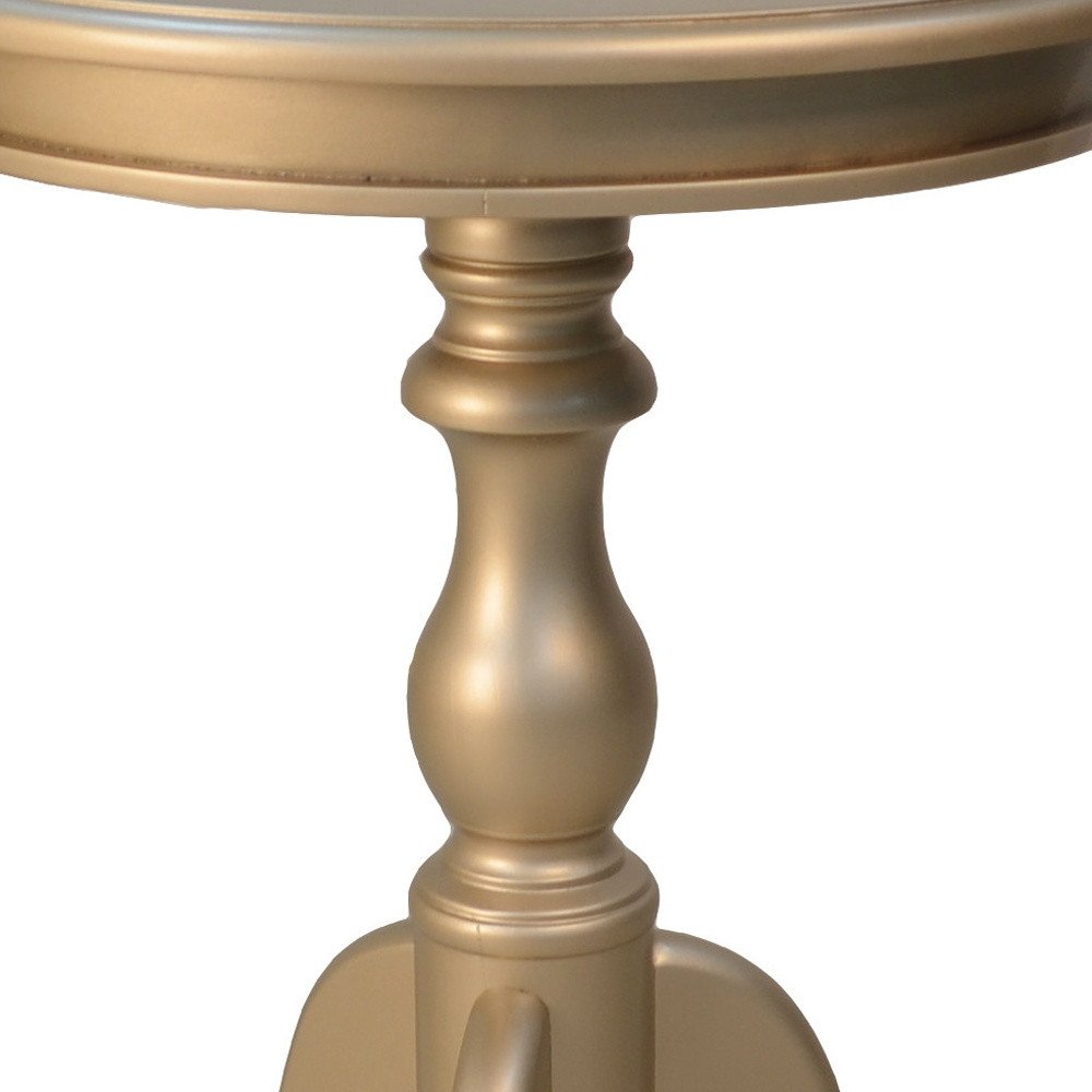 Champagne Wood Round End Table - 25-inch