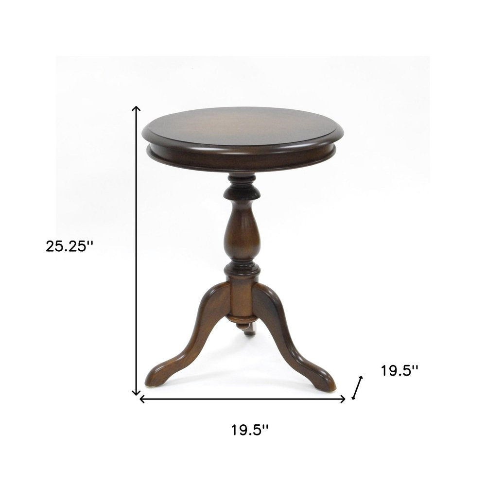Dark Brown Manufactured Wood Round End Table - 25-inch