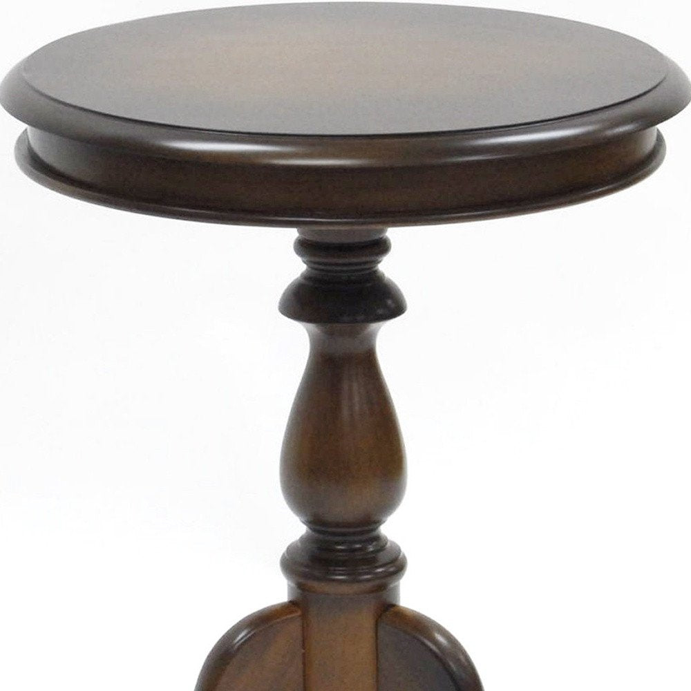 Dark Brown Manufactured Wood Round End Table - 25-inch