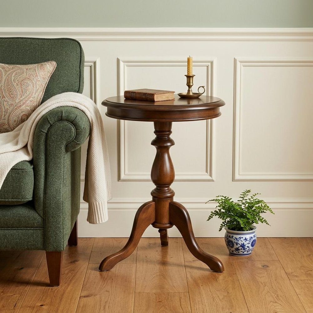 Dark Brown Manufactured Wood Round End Table - 25-inch