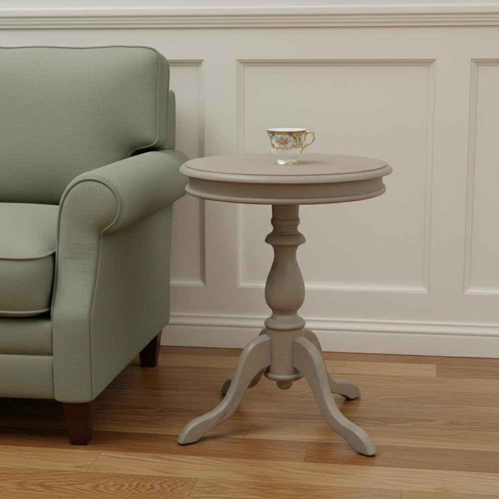 Taupe Gray Manufactured Wood Round End Table - 25-inch