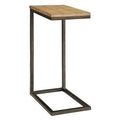 Black and Oak Solid Wood Rectangular End Table - 25-inch