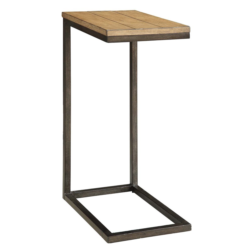 Black and Oak Solid Wood Rectangular End Table - 25-inch