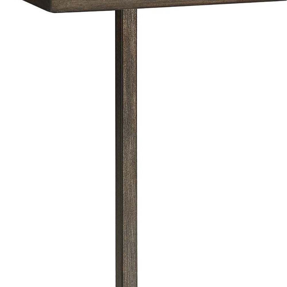 Black and Oak Solid Wood Rectangular End Table - 25-inch