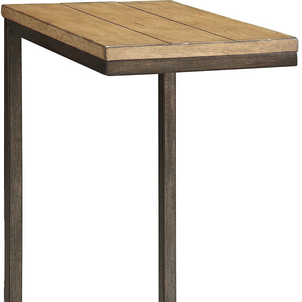 Black and Oak Solid Wood Rectangular End Table - 25-inch