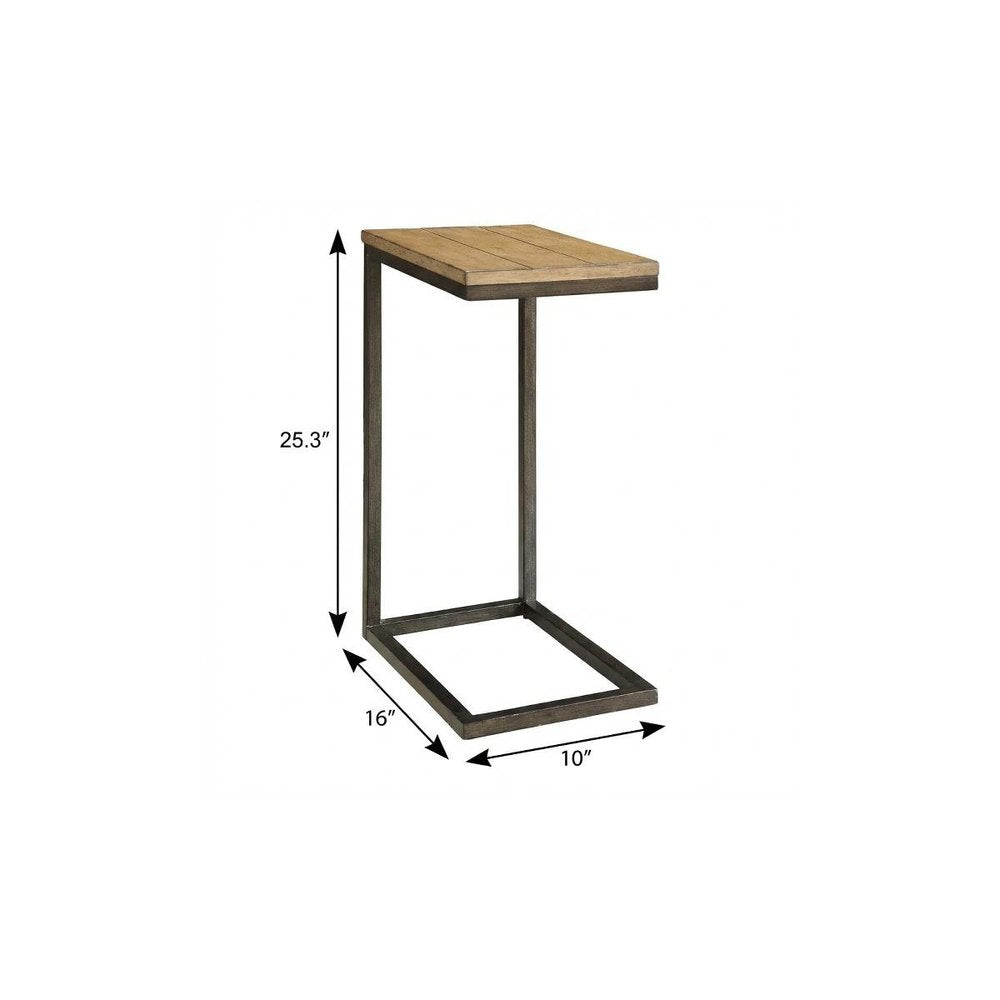 Black and Oak Solid Wood Rectangular End Table - 25-inch
