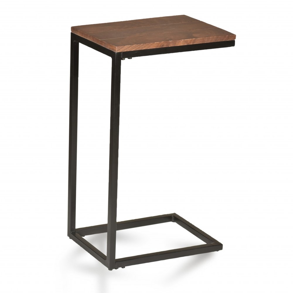 Black and Chestnut Solid Wood Rectangular End Table - 25-inch