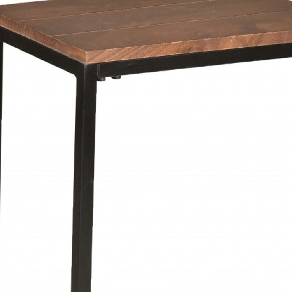 Black and Chestnut Solid Wood Rectangular End Table - 25-inch