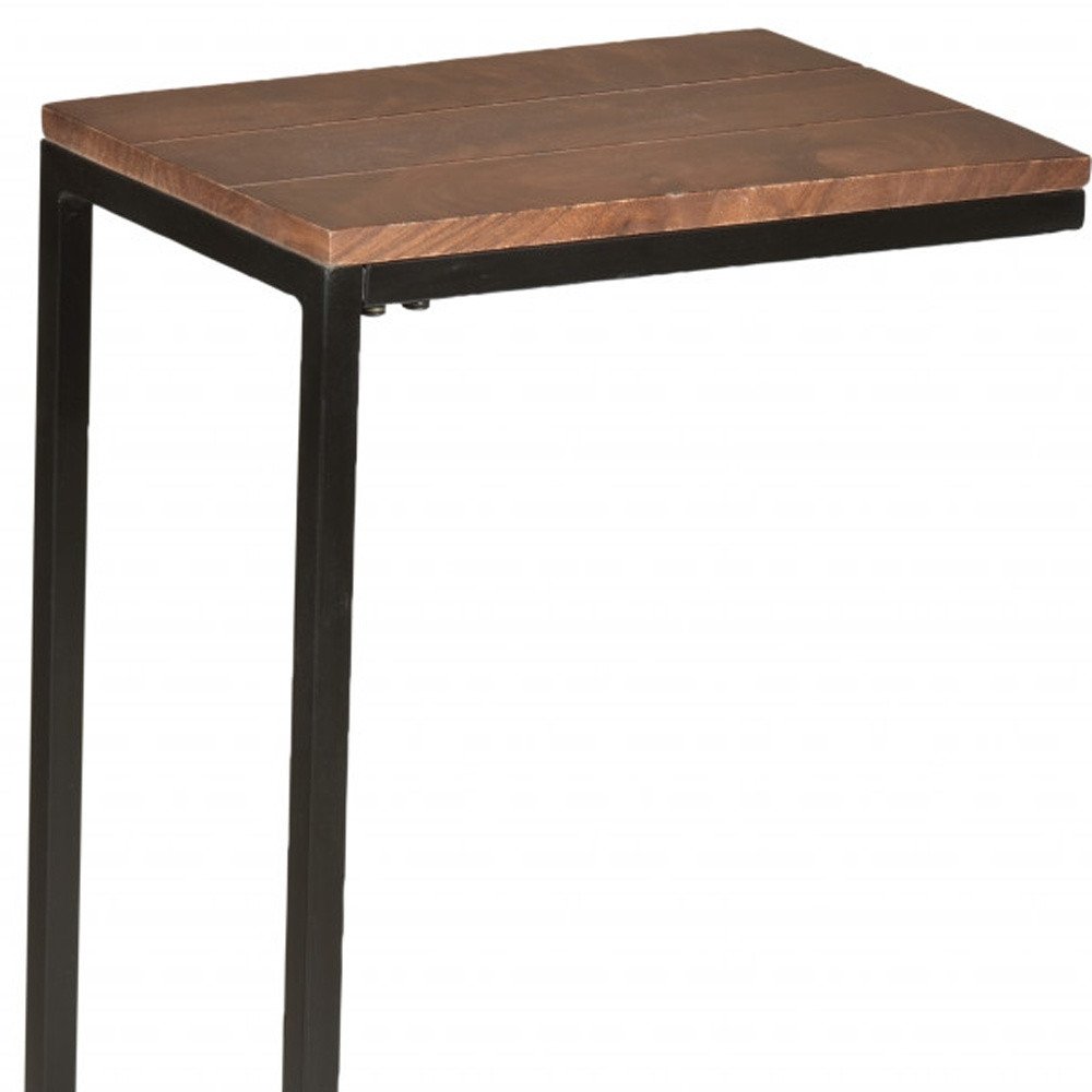 Black and Chestnut Solid Wood Rectangular End Table - 25-inch