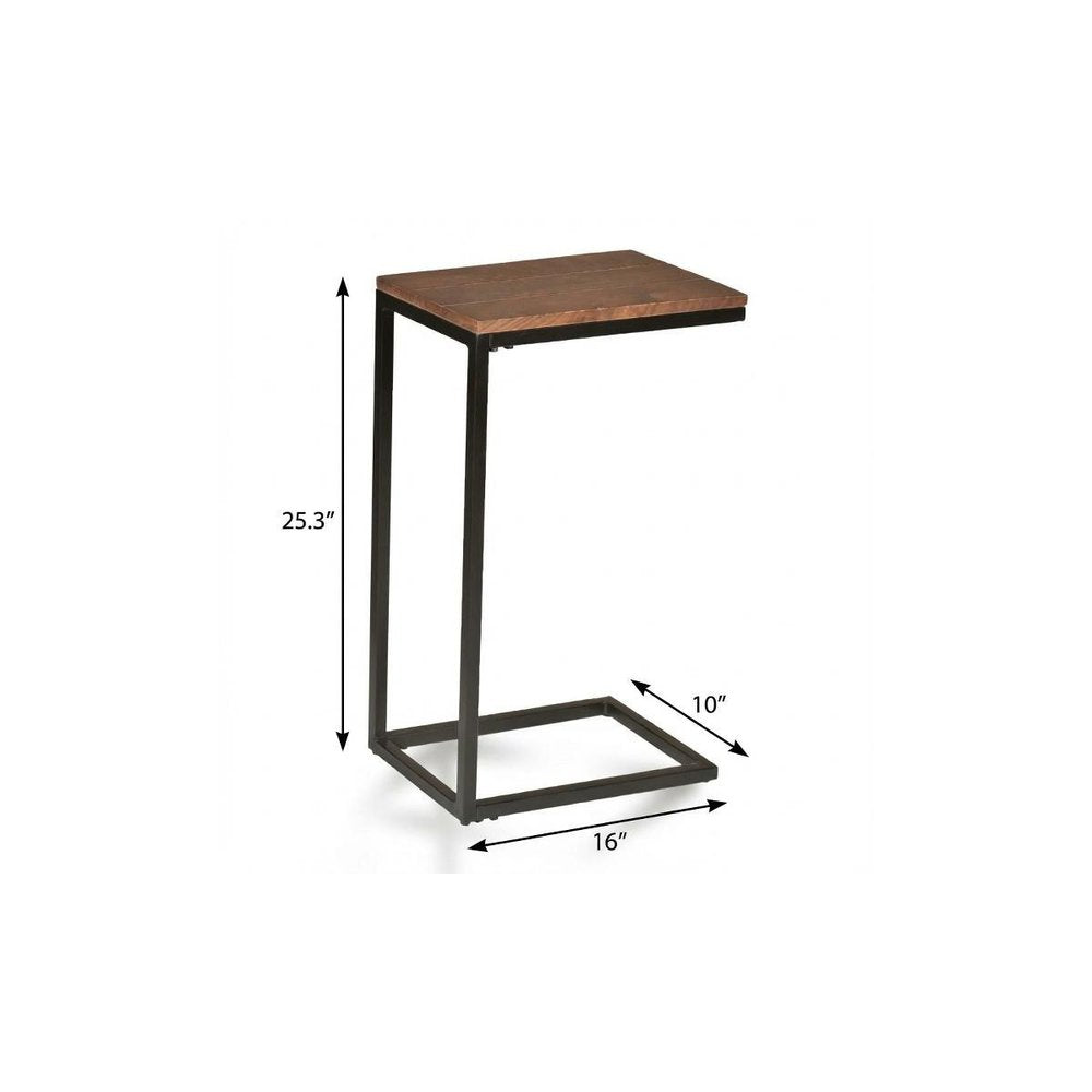 Black and Chestnut Solid Wood Rectangular End Table - 25-inch
