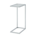 Clear and White Glass and Steel Sled End Table - 26-inch