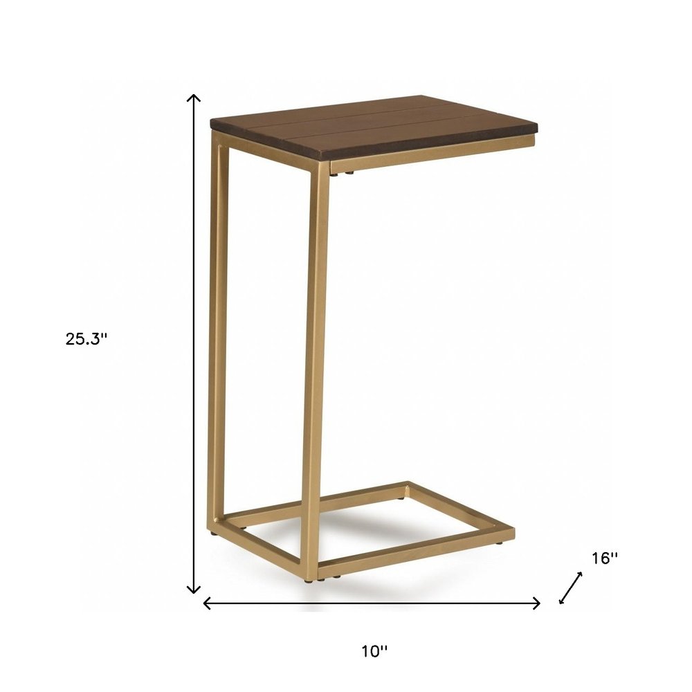 Dark Brown Solid Wood and Steel Frame End Table - 25-inch