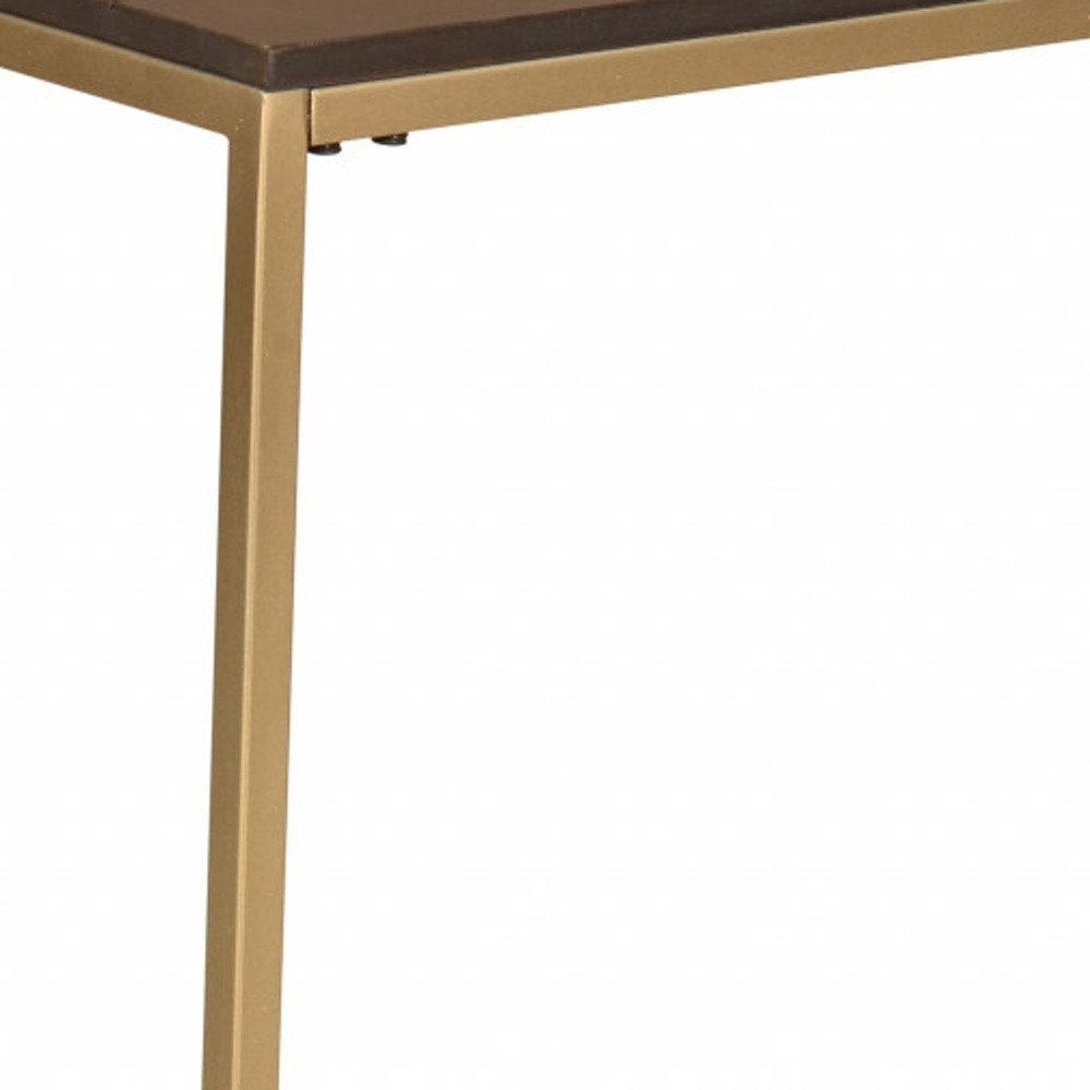 Dark Brown Solid Wood and Steel Frame End Table - 25-inch
