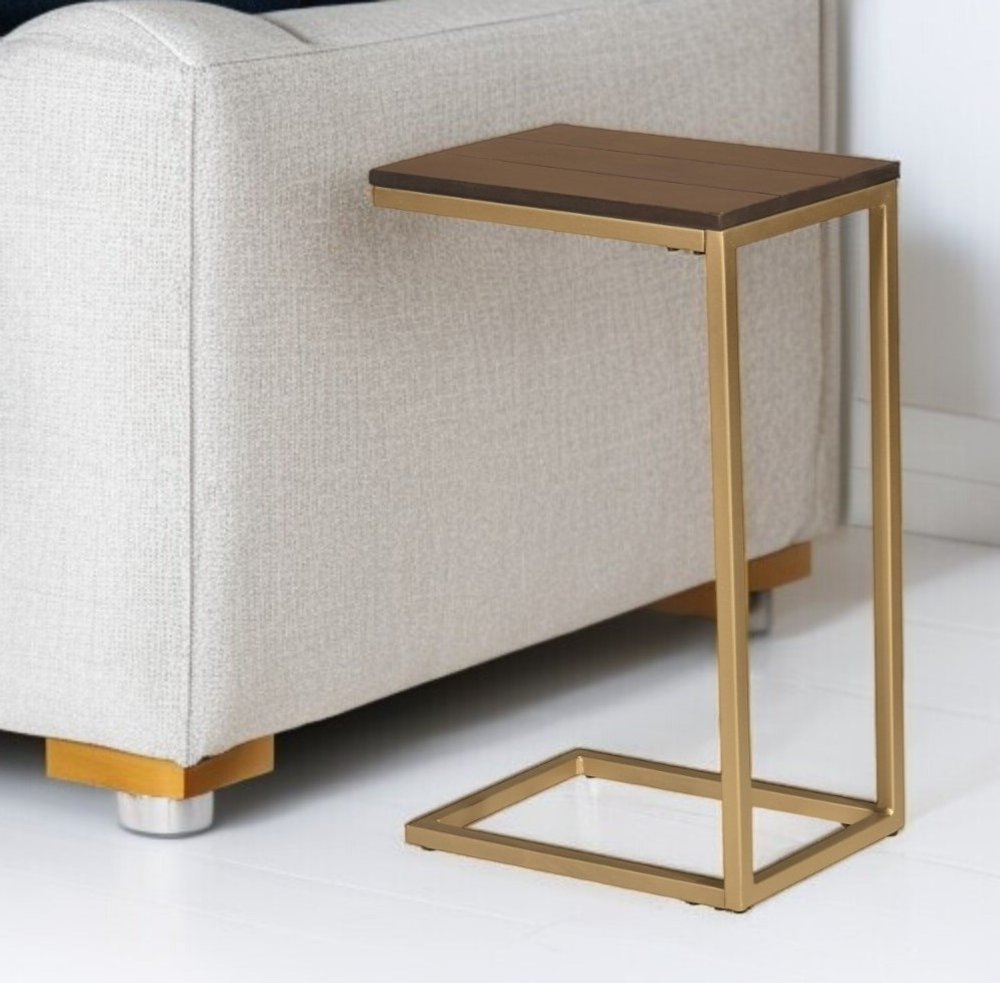 Dark Brown Solid Wood and Steel Frame End Table - 25-inch