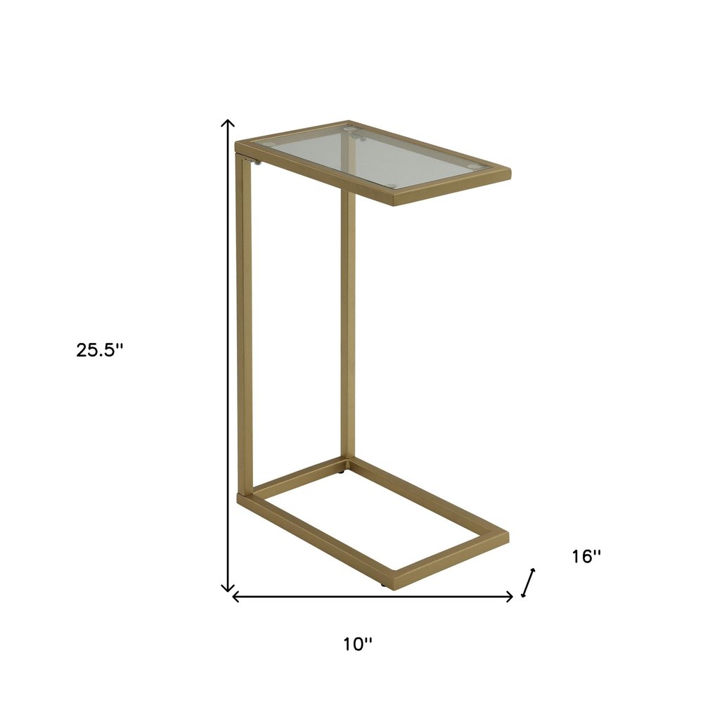 Gold and Clear Glass Rectangular End Table - 26-inch