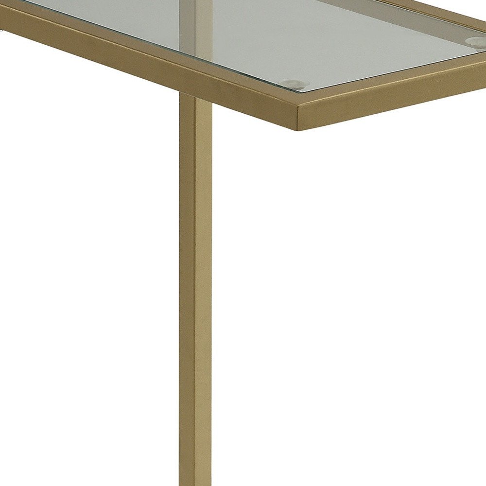 Gold and Clear Glass Rectangular End Table - 26-inch