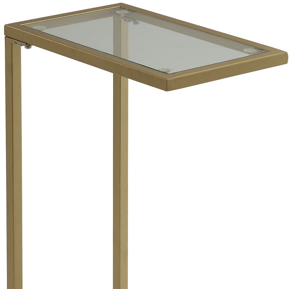 Gold and Clear Glass Rectangular End Table - 26-inch