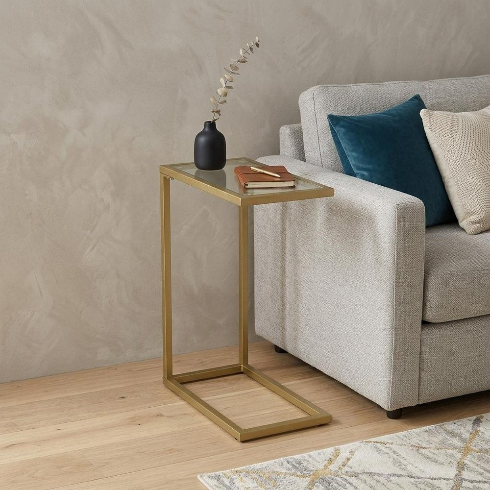 Gold and Clear Glass Rectangular End Table - 26-inch