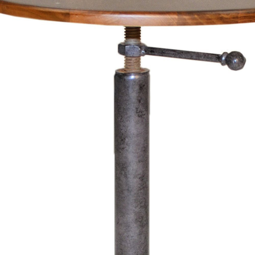 Industrial and Chestnut Solid Wood Round End Table - 22-inch