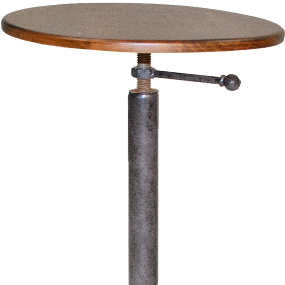 Industrial and Chestnut Solid Wood Round End Table - 22-inch