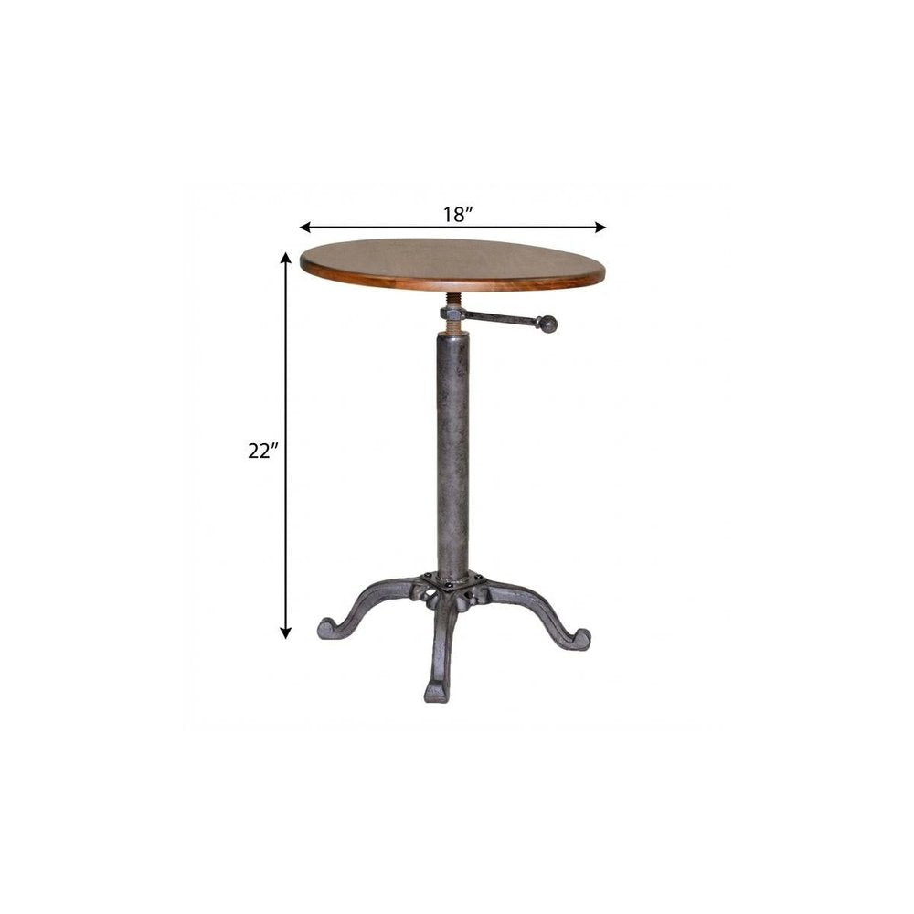 Industrial and Chestnut Solid Wood Round End Table - 22-inch