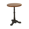 Black and Wood Brown Solid Wood and Iron Round End Table - 28-inch